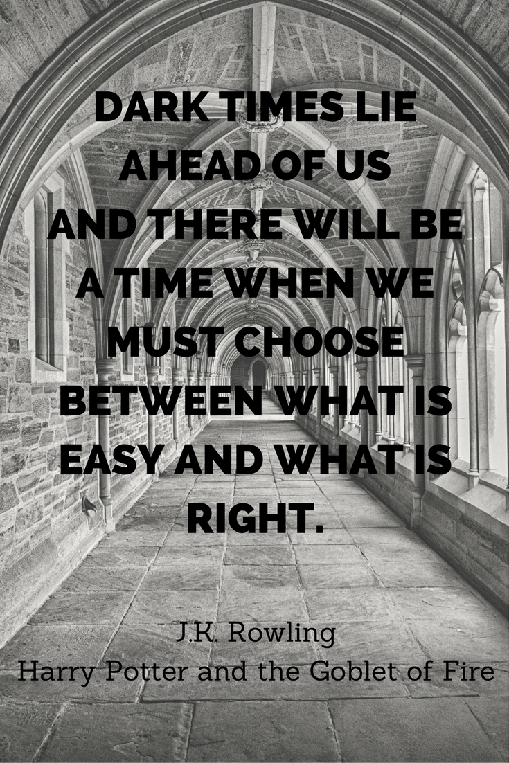 Dark times lie ahead of us and there will be a time when we must choose ...